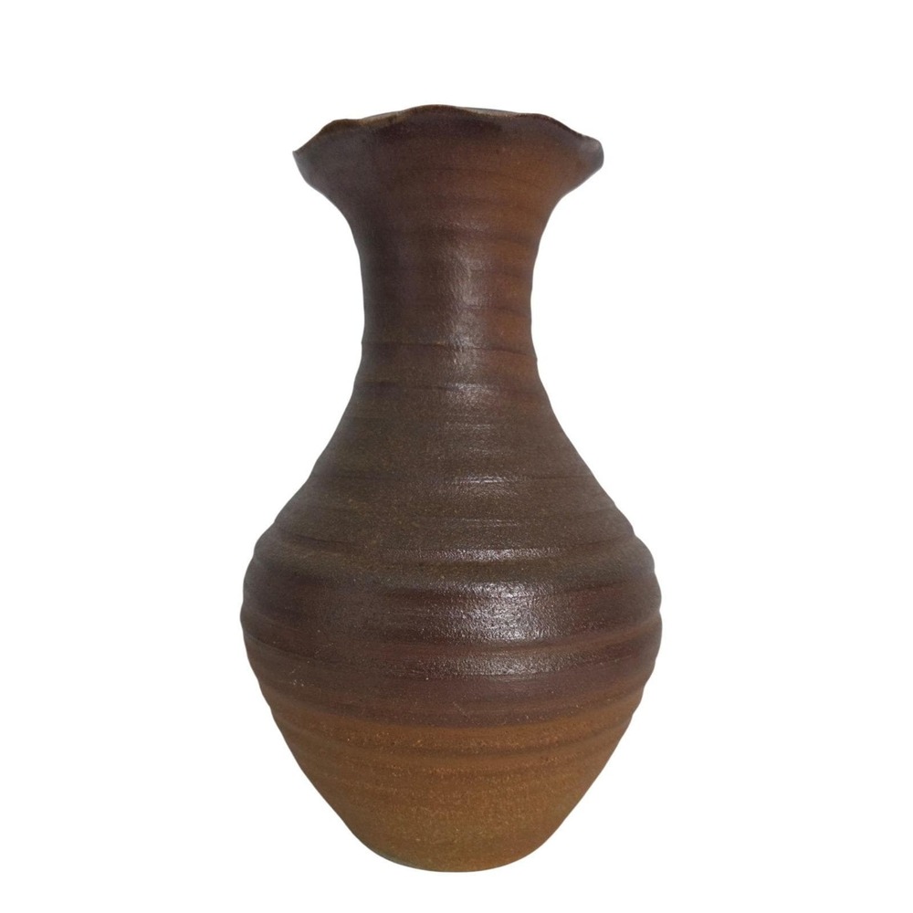 Vintage Jarrett West Studio Pottery Ribbed Stoneware‎ Vase 2006 Santa Fe NM 8"